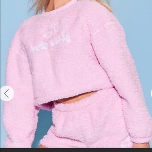 FOREVER 21 -Faux Shearling Hello Kitty Sweater - Pink S